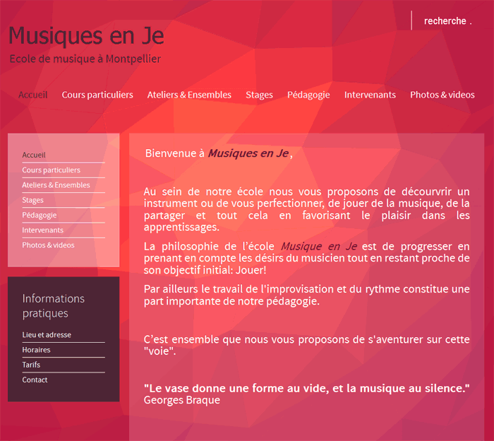 Support pour la création du site & formation : Musique en Je