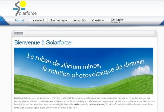 Solarforce : création du site